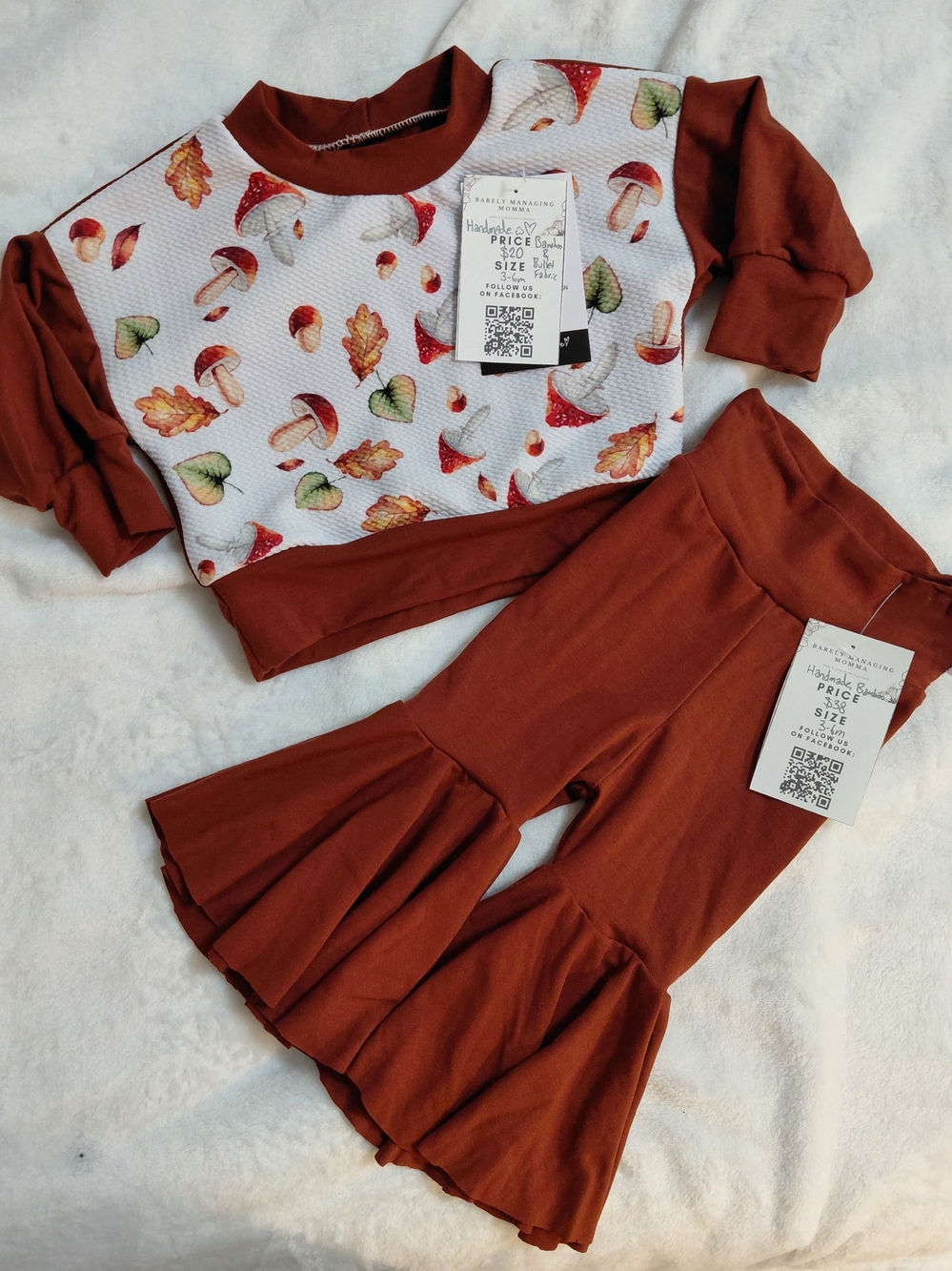 Girls Rust Brown Bamboo Outfit With Bell Pants - Kids Bottoms